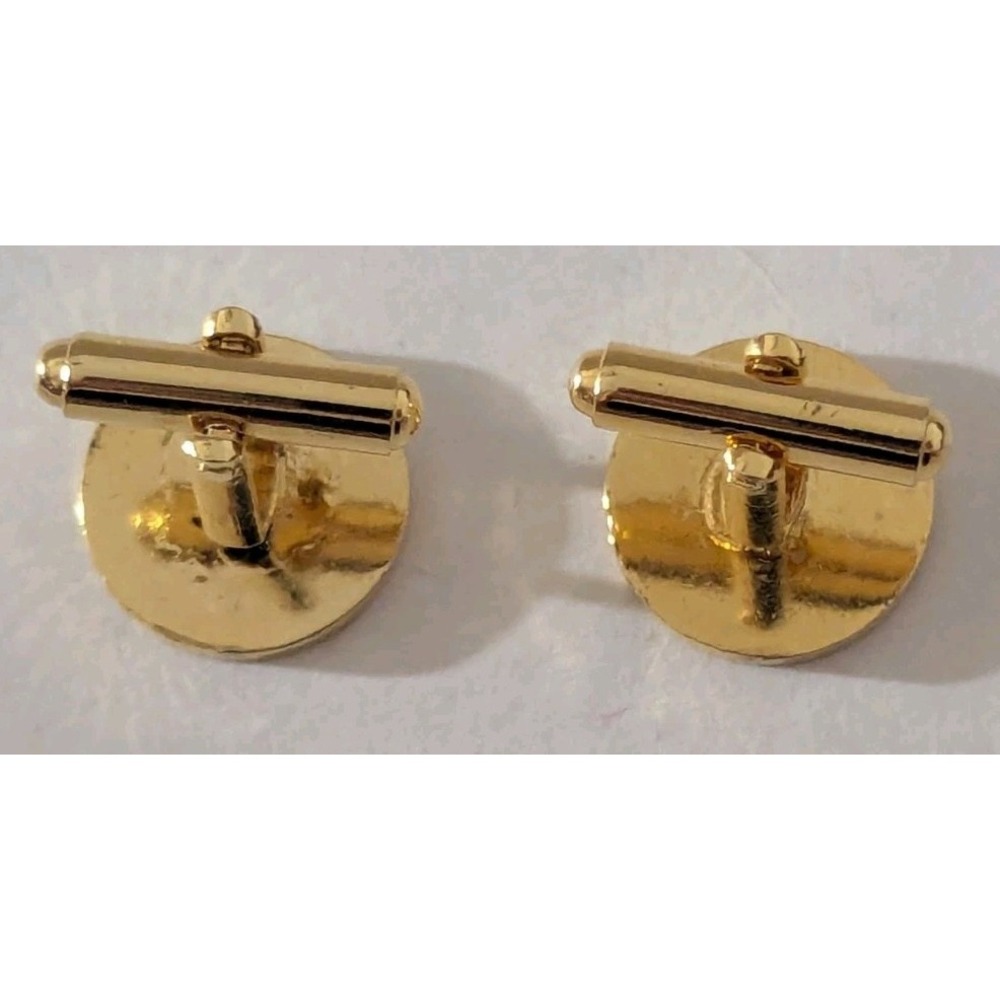 Royal Caribbean Officer's Cufflinks Gold Toned Round Crown & Anchor Vintage EUC - Picture 4 of 7